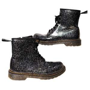 Dr Martens 1460 Womens Glitter Combat Boots Black Lace Up Size EU 37 US 6